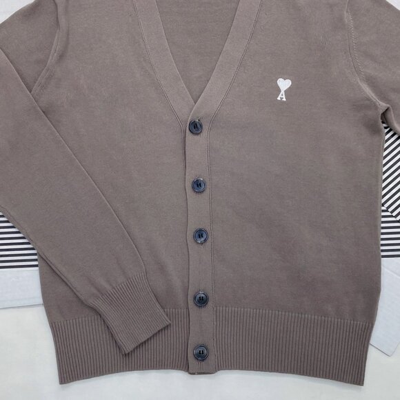 Ami Taupe Brown Cardigan sweater Unisex - Picture 4 of 6